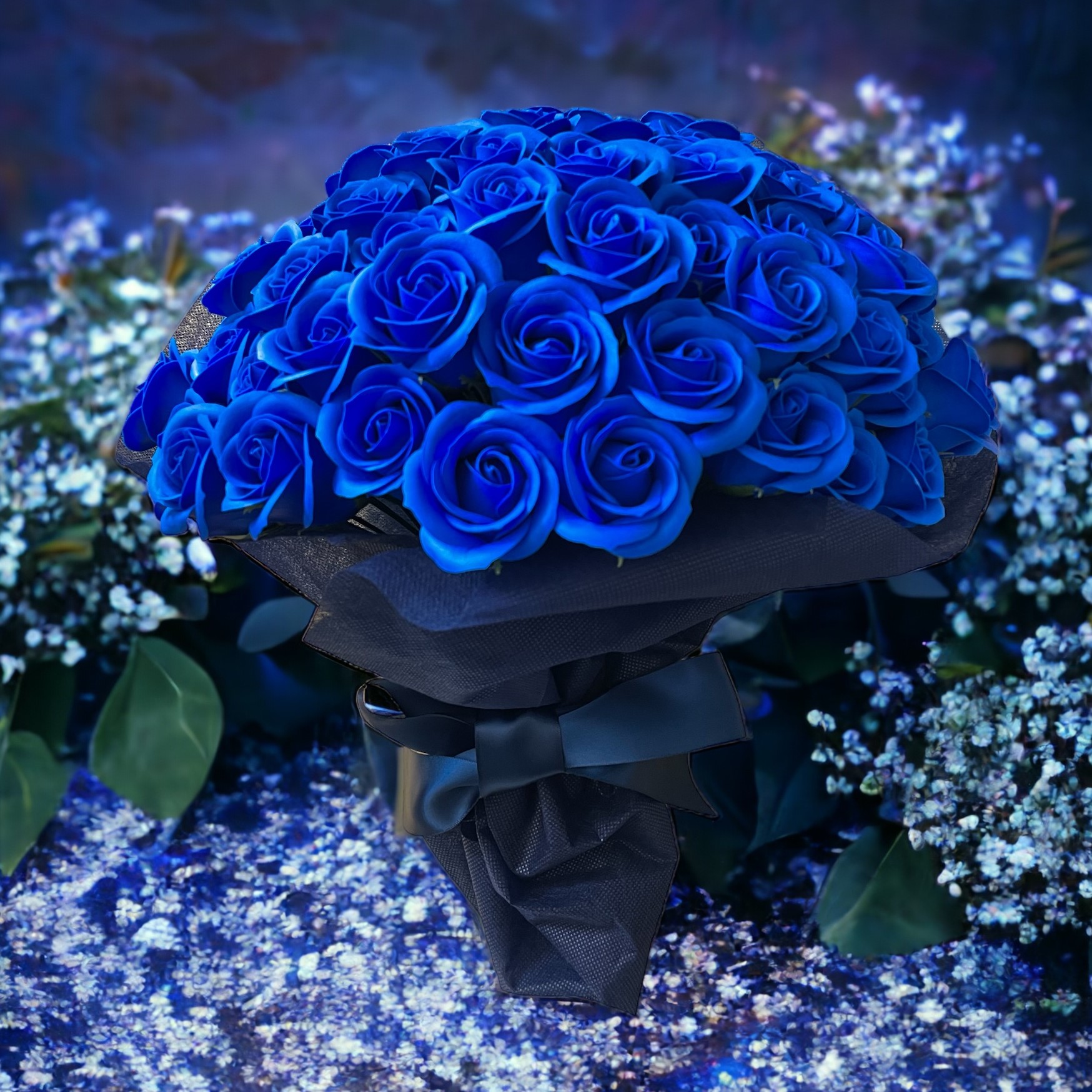ロイヤルブルー　L(100本)　サヴォンローズ　ばらの花束　母の日におすすめ☆(ROSE＆SKY（ローズアンドスカイ）さん)のメインイメージ